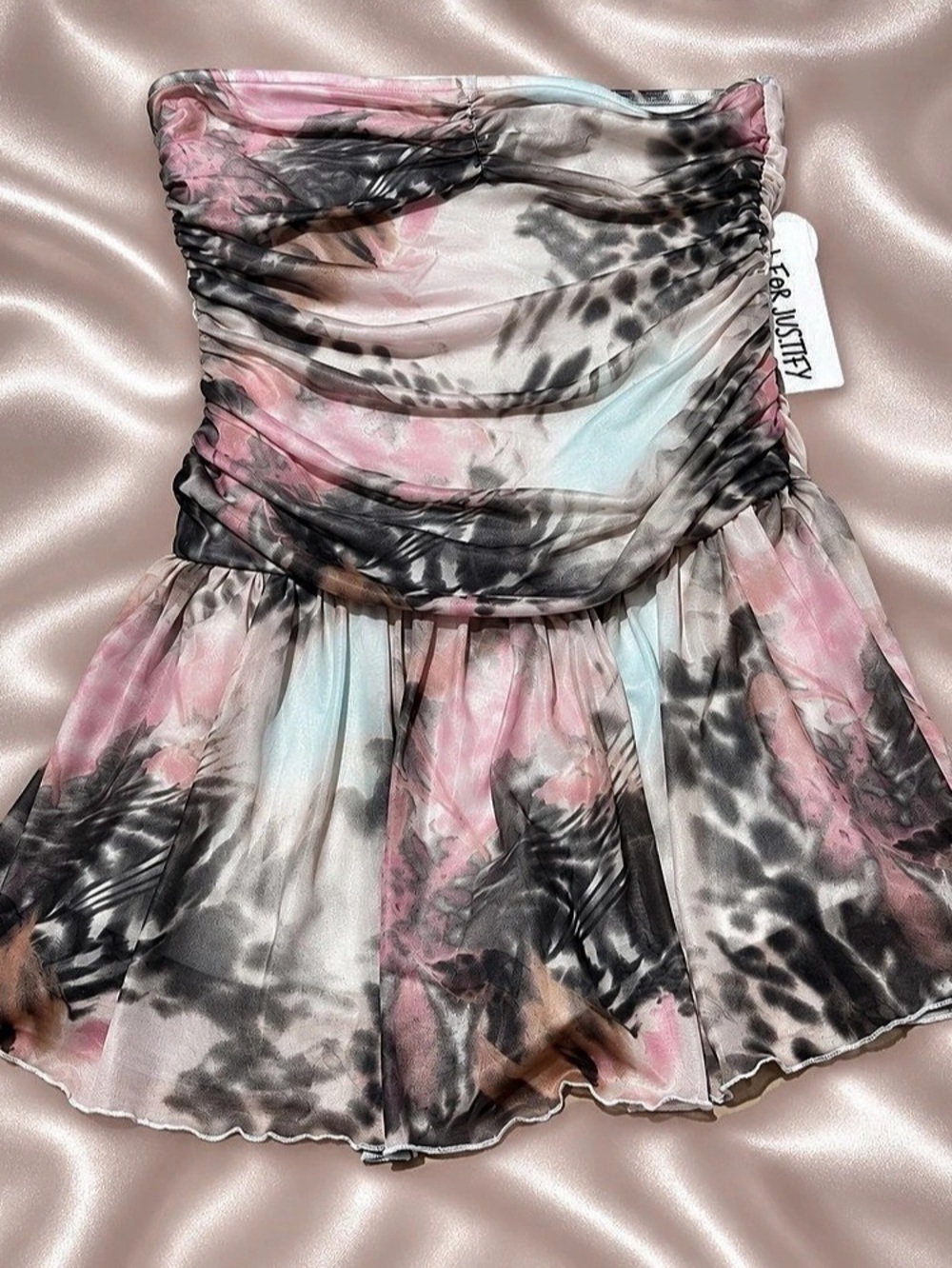 For Justify Strapless Mini Dress Pink & Black Size Medium